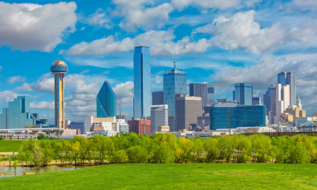 View of downtown Dallas skyline.