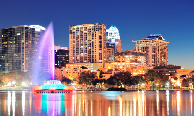 Orlando, FL skyline at night