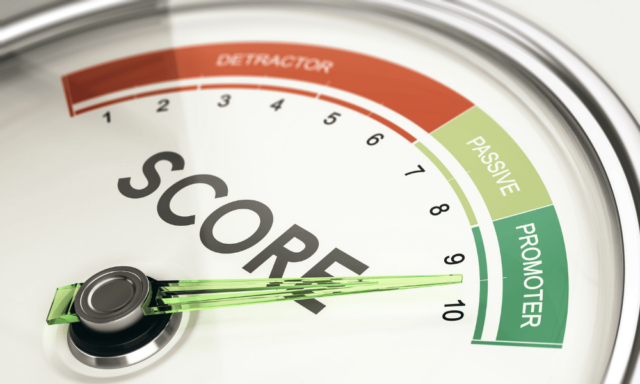 Gauge to represent NPS scores with needle pointing to Promoter