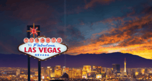 September 18 | Eyecare Republic Lens and Libations Experience: Unveiling Game-Changing Tools for Independent Optometrists Las Vegas sign at sunset with skyline in background