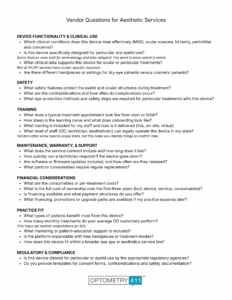 Vendor Questions for Aesthetic Services