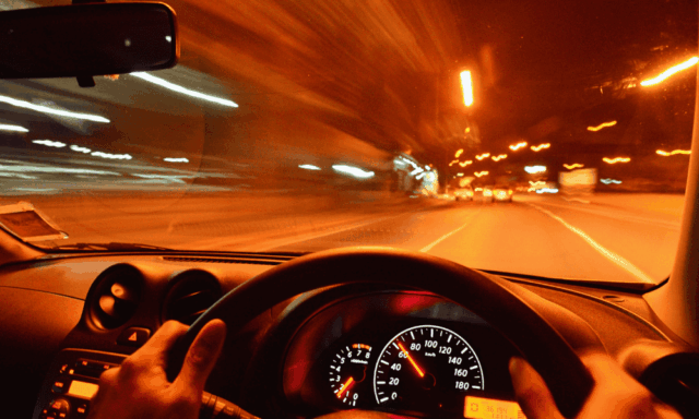 Driver's view of driving at night
