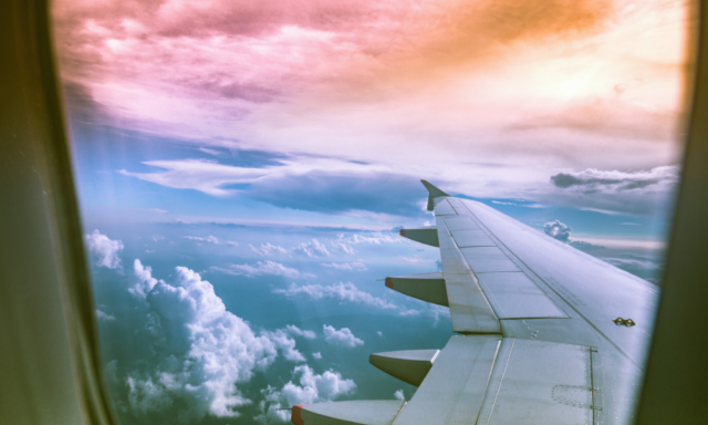 view of clouds from an airplane window